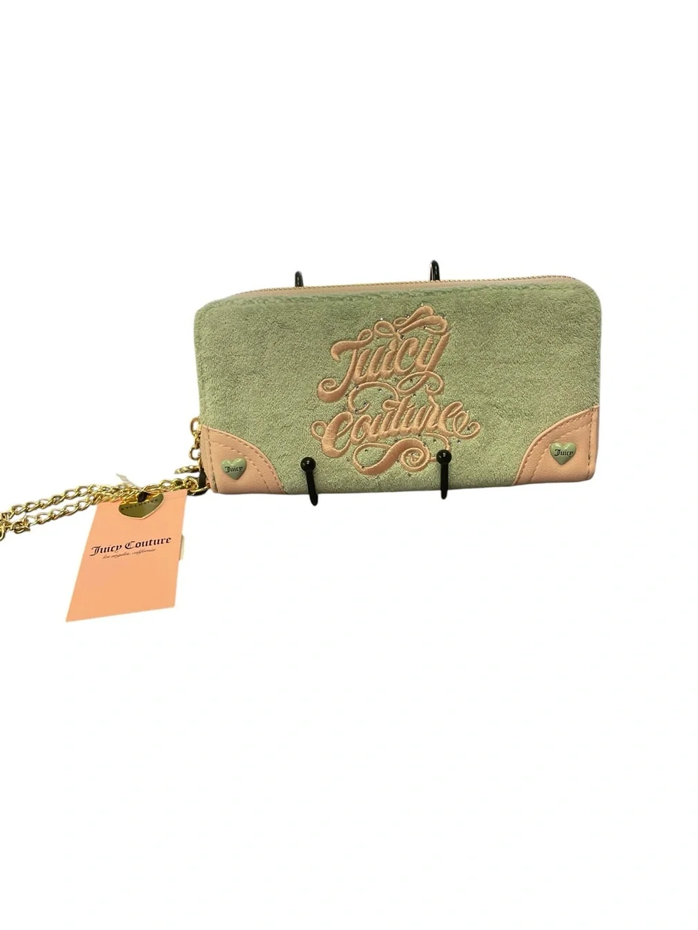 Juicy Couture Green Suede Logo Wallet